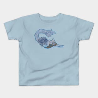 Black cat blue and bronze Kids T-Shirt